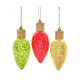 6.25" Red, Yellow, and Green Light Bulb Ornaments Set of 3