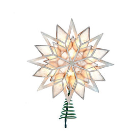 Pre-Lit 8-Point White Glitter Capiz Star Tree Topper