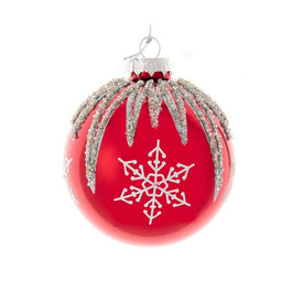 3.15" (80MM) Red and Silver Snowflake Ball Ornaments Set of 6