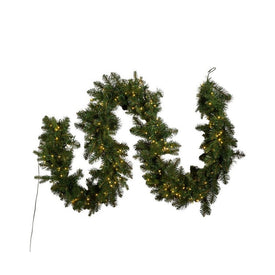 9' Pre-Lit Noble Fir Garland with Warm White LED Lights