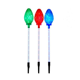 27.2" LED Faceted C9 Bulb Yard Stakes Set of 3