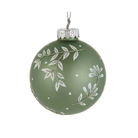 3.15" (80MM) Green Leaf Design Ball Ornaments Set of 6