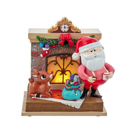 7" Battery-Operated Rudolph and Santa Fireplace Tabletop Decoration
