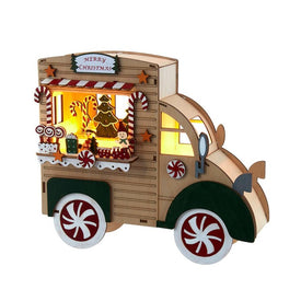 10" Battery-Operated Lighted Merry Christmas Gingerbread Truck