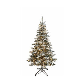 6' Pre-Lit Artificial Snow Pine Tree with Warm White LED Lights