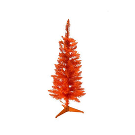 3' Pre-Lit Artificial Slim Orange Christmas Tree with 50 Orange Incandescent Lights