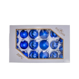 2.36"-3.15" (60-80MM) Shiny and Matte Blue Ball Ornaments Set of 20