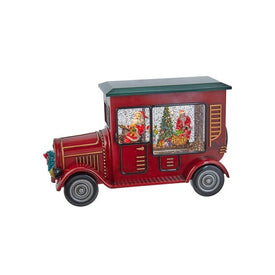 6.5" Battery-Operated Lighted Santa Truck Water Lantern
