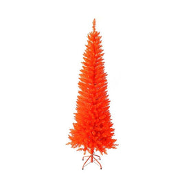 6' Pre-Lit Artificial Orange Slim Christmas Tree with Orange Incandescent Lights