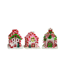 3.5" Gingerbread Candy House with Battery-Operated LED Lights Three-Piece Set