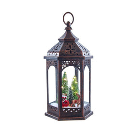 13" Battery-Operated Lighted Lantern with Santa