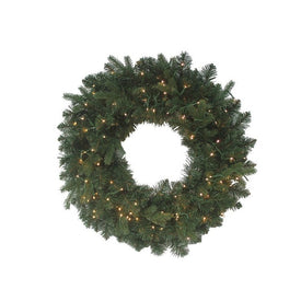 24" Pre-Lit Artificial Noble Fir Wreath with Warm White LED Lights