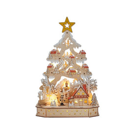16.1" Battery-Operated Light-Up Christmas Village Tree