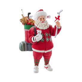 10.5" Fabriche Golf Santa Tabletop Decoration