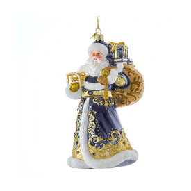 7" Bellisimo Elegant Blue and Gold Santa