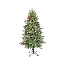 5' Pre-Lit Artificial Flocked Breckenridge Tree with Instant Connect Dual-Color LED Lights