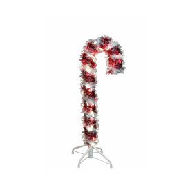 3' Pre-Lit Red and White LED Tinsel Candy Cane