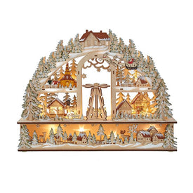 13.8" Battery-Operated Light-Up Christmas Village with Santa