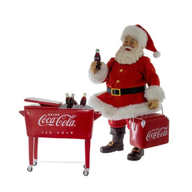 10.5" Coke Santa with Cooler Tabletop Decoration