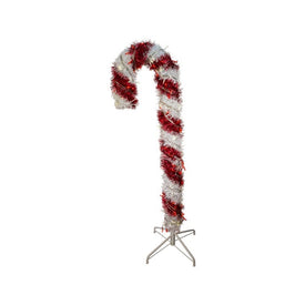 4' Pre-Lit Red and White LED Tinsel Candy Cane