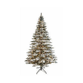 9' Pre-Lit Artificial Snow Pine Tree with Warm White LED Lights