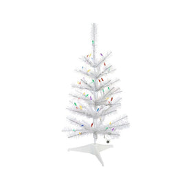 2' Pre-Lit Artificial Glisten Pine Tree with Multi-Colored LED Lights