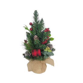 18" Unlit Berries and Pine Cone Ribbon Tree