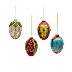 2.55" (65MM) Glass Egg Ornaments Set of 4