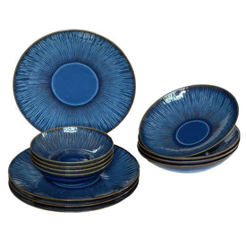 Stillwater 12-Piece Dinnerware Set - Dark Blue