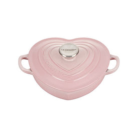 Signature 1-Quart Figural Heart Shallow Cocotte with Stainless Steel Knob - Shell Pink