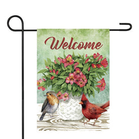 28" x 40" Welcome Cardinal Bird and Spring Bouquet Flag
