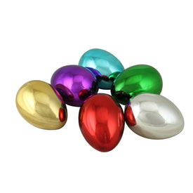 3.5" Springtime Metallic Medium Size Easter Egg Decorations Set of 6