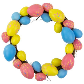 10" Pink, Yellow, and Blue Floral Stem Easter Egg Spring Wreath