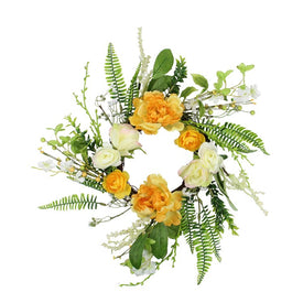 16" Artificial Orange Hydrangea and Roses Twig Floral Wreath