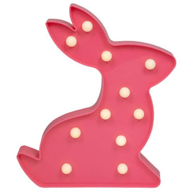 9.5" LED Lighted Pink Easter Bunny Marquee Wall Sign
