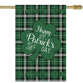 28" x 40" Happy St. Patrick's Day Plaid Outdoor House Flag