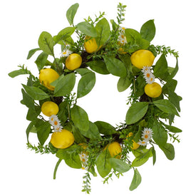 20" Artificial Yellow Lemons and Daisies Floral Wreath