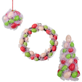 Three-Piece Speckled Easter Egg Tree Ball and Wreath Set