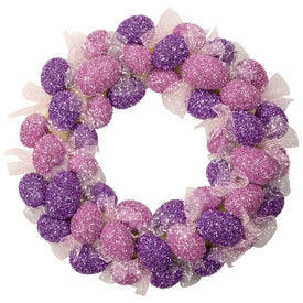 20" Unlit Glittered Pink and Purple Easter Egg Wreath
