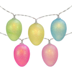 10-Count Multi-Color Glitter Easter Egg LED String Lights with 4.5-Ft Clear Wire