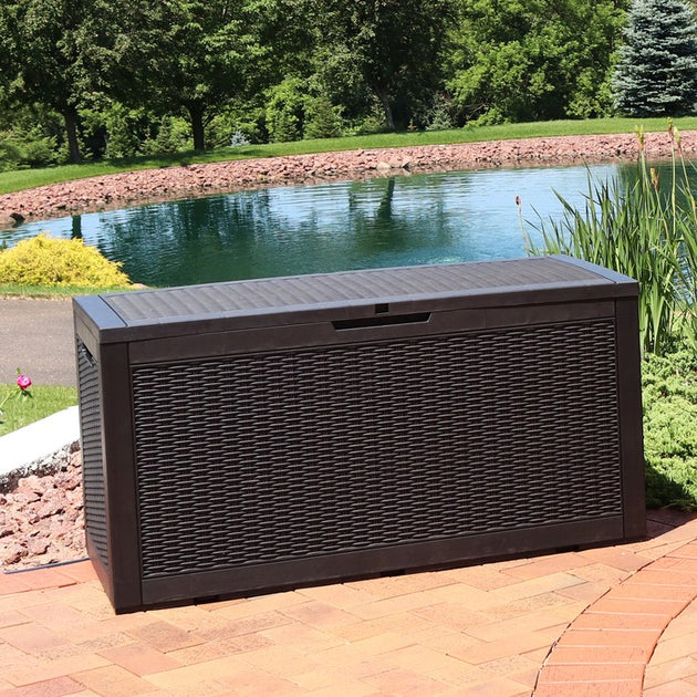 Rattan Design 100-Gallon Outdoor Deck and Patio Storage Box - Phantom ...