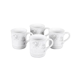 14 Oz Stoneware Mugs Set of 4 - Marble Applique