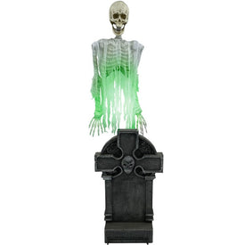 Allistair the Floating Skeleton Ghost Over Tombstone Indoor/Outdoor Animatronic Halloween Figurine by Tekky
