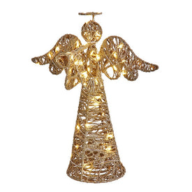 11" 75-Light Gold Trumpet Angel Tree Topper with Battery-Operated LED Lights