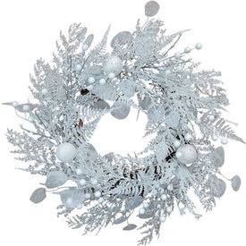 24" Unlit Decorated White Rattan Wreath