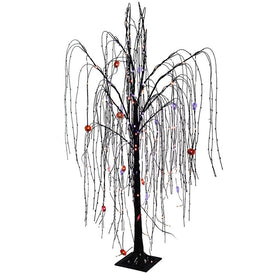 4' Willow Tree with 192 Purple and Orange Fairy Lights