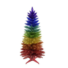 4' Unlit Rainbow Foil Christmas Tree