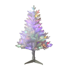 3' Pre-Lit Jackson White Pine Christmas Tree with Multi-Color LED Lights