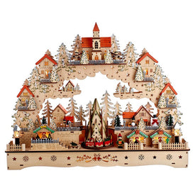 18.5" Battery-Operated Light-Up Musical Motion Christmas Village with LED Lights