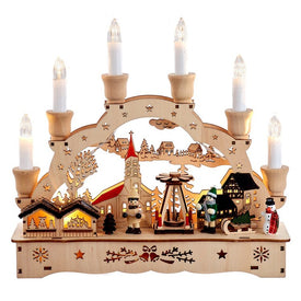 10.25" Wooden Light-Up Musical Motion Christmas Village with LED Lights